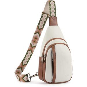 Women Beige With Brown Imported Faux Leather Unique Sling Cross Body Backpack
